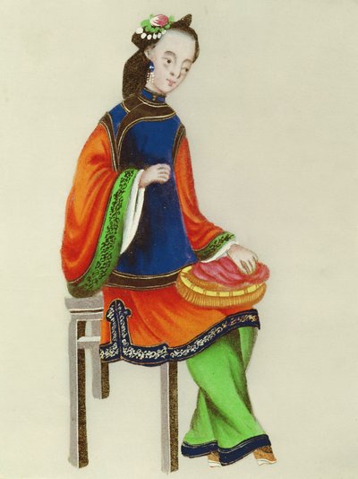 Une femme chinoise raccommodant, période Qianlong (1736-96) - Chinese School